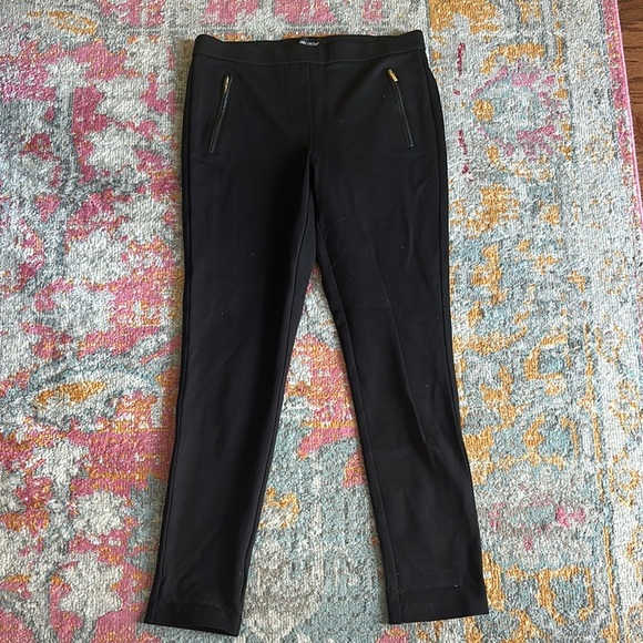 Black stretchy Slim Fit Pants with Zipper Pockets - Picture 1 of 4